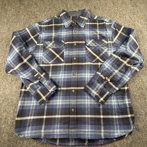 Jachs Heritage Flannel Shirt Mens XL Blue Brown Plaid Button Up 1456650‎